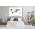 DECORATIVE PINBOARD BLACK AND WHITE MAP WITH A BLUE CONTRAST - PICTURES ON CORK - PICTURES