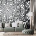 SELF ADHESIVE WALLPAPER ORNAMENTAL MANDALA WITH A LACE IN BLACK AND WHITE - SELF-ADHESIVE WALLPAPERS - WALLPAPERS