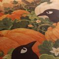 WANDBILD RABEN ZWISCHEN HERBSTLICHEN KÜRBISSEN - HALLOWEEN- UND HORROR-BILDER - BILDER