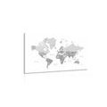 CANVAS PRINT BLACK AND WHITE MAP OF THE WORLD IN A VINTAGE LOOK - PICTURES OF MAPS - PICTURES