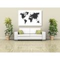 CANVAS PRINT ABSTRACT WORLD MAP IN BLACK AND WHITE - PICTURES OF MAPS - PICTURES