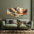 5-TEILIGES WANDBILD DRAMATISCHER HIMMEL ÜBER LANDSCHAFT - WANDBILDER ABSTRAKTE FORMEN - BILDER
