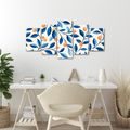 TABLEAU EN 5 PARTIES – BRANCHES BLEUES AUX FRUITS - TABLEAUX ARBRES ET FEUILLES - TABLEAUX