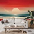 SELBSTKLEBENDE TAPETE ABSTRAKTER SONNENUNTERGANG ÜBER DEM OZEAN - TAPETEN SONNENAUFGANG UND SONNENUNTERGANG - TAPETEN