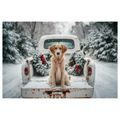 OBRAZ VÁNOČNÍ PES NA ZASNĚŽENÉ CESTĚ - VÁNOČNÍ A ZIMNÍ OBRAZY - OBRAZY