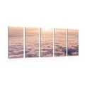 5-PIECE CANVAS PRINT SUNSET FROM AN AIRPLANE WINDOW - PICTURES OF NATURE AND LANDSCAPE - PICTURES
