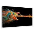 WANDBILD GITARRE IM BUNTEN WIRBEL - MUSIKBILDER - BILDER
