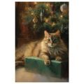OBRAZ SVÁTEČNÍ ATMOSFÉRA S KOČKOU - VÁNOČNÍ A ZIMNÍ OBRAZY - OBRAZY