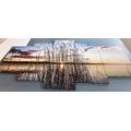 5-PIECE CANVAS PRINT PEACEFUL RIVER BY THE VILLAGE - PICTURES OF NATURE AND LANDSCAPE - PICTURES