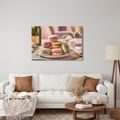 OBRAZ PASTELOVÉ MAKRONKY NA TALÍŘI - OBRAZY JÍDLA A NÁPOJE - OBRAZY