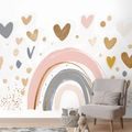 TAPETE PASTELLREGENBOGEN UND HERZEN - KINDERTAPETEN - TAPETEN