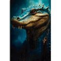 CANVAS PRINT BLUE-GOLD CROCODILE - PICTURES LORDS OF THE ANIMAL KINGDOM - PICTURES