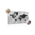 DECORATIVE PINBOARD MODERN BLACK AND WHITE MAP - PICTURES ON CORK - PICTURES