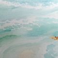 WANDBILD SURFER AUF TÜRKISFARBENEN WELLEN - BILDER MEER UND STRAND - BILDER