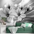 PAPIER PEINT – MAGNOLIA NOIR ET BLANC SUR FOND ABSTRAIT - PAPIERS PEINTS - 🔥 VENTE TOTALE 🔥