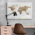 CANVAS PRINT BEAUTIFUL VINTAGE MAP OF THE WORLD WITH A WHITE BACKGROUND - PICTURES OF MAPS - PICTURES