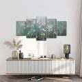 5-TEILIGES WANDBILD BLUMENFELD IM NEBEL - BILDER BLUMEN - BILDER