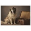 OBRAZ PES S KLOBOUKEM A KUFREM - OBRAZY PSI - OBRAZY