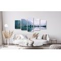 IMPRESSION SUR TOILE EN 5 PARTIES PAYSAGE PEINT DE LAC DE MONTAGNE - IMPRESSION SUR TOILE DE NATURE ET PAYSAGE - IMPRESSION SUR TOILE