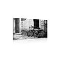 CANVAS PRINT RETRO BICYCLE IN BLACK AND WHITE - BLACK AND WHITE PICTURES - PICTURES