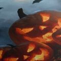 WANDBILD HALLOWEEN-KÜRBISSE UNTER FLEDERMÄUSEN - HALLOWEEN- UND HORROR-BILDER - BILDER
