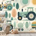 TAPETA DĚTSKÉ TRAKTORY V PASTELOVÝCH BARVÁCH - DĚTSKÉ TAPETY - TAPETY