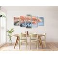 5-PIECE CANVAS PRINT WATERCOLOR BLOOMING TREES - PICTURES OF NATURE AND LANDSCAPE - PICTURES