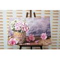 CANVAS PRINT CARNATION FLOWERS IN A MOSAIC POT - PICTURES FLOWERS - PICTURES