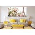 CANVAS PRINT EIFFEL TOWER AND PINK FLOWERS - PICTURES OF CITIES - PICTURES