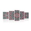 5-PIECE CANVAS PRINT INDIAN MANDALA WITH A FLORAL PATTERN - PICTURES FENG SHUI - PICTURES