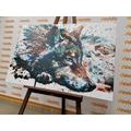 CANVAS PRINT WOLF IN WATERCOLOR DESIGN - PICTURES OF ANIMALS - PICTURES