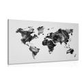 CANVAS PRINT WORLD MAP IN VECTOR GRAPHIC DESIGN IN BLACK AND WHITE - PICTURES OF MAPS - PICTURES