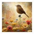 WANDBILD VÖGELCHEN AUF BLÜHENDER WIESE - BILDER TIERE - BILDER