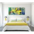 QUADRO IN 5 PARTI FIORE GIALLO CON TOCCO VINTAGE - QUADRI VINTAGE E RETRÒ - QUADRI