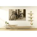 CANVAS PRINT RUSTIC BICYCLE IN SEPIA DESIGN - BLACK AND WHITE PICTURES - PICTURES