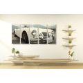 5-PIECE CANVAS PRINT WHITE LUXURY VINTAGE CAR - PICTURES CARS - PICTURES