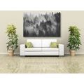 CANVAS PRINT MOUNTAINS IN THE FOG IN BLACK AND WHITE - BLACK AND WHITE PICTURES - PICTURES
