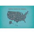 SELF ADHESIVE WALLPAPER EDUCATIONAL MAP OF THE USA WITH A BLUE BACKGROUND - SELF-ADHESIVE WALLPAPERS - WALLPAPERS