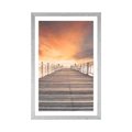 POSTER MIT PASSEPARTOUT ALTE HOLZPROMENADE - NATUR - POSTER