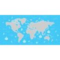 CANVAS PRINT WORLD MAP WITH SEA MOTIF - PICTURES OF MAPS - PICTURES