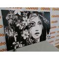 CANVAS PRINT ORIGINAL PAINTING OF A WOMAN IN BLACK AND WHITE - BLACK AND WHITE PICTURES - PICTURES