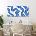 TABLEAU SUR TOILE – ONDULATIONS BLEUES DYNAMIQUES - IMAGES FORMES ABSTRAITES - TABLEAUX