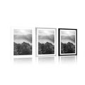 POSTER WITH MOUNT RIVER IN THE MIDDLE OF A FOREST IN BLACK AND WHITE - BLACK AND WHITE - POSTERS