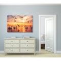 TABLEAU SUR TOILE – CYGNES SUR LA MER - IMAGES D'ANIMAUX - TABLEAUX