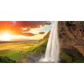 CANVAS PRINT MAJESTIC WATERFALL IN ICELAND - PICTURES OF NATURE AND LANDSCAPE - PICTURES