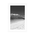 POSTER WITH MOUNT ANSE SOURCE BEACH IN BLACK AND WHITE - BLACK AND WHITE - POSTERS