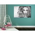 CANVAS PRINT ALMIGHTY WITH A LION IN BLACK AND WHITE - BLACK AND WHITE PICTURES - PICTURES