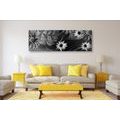 CANVAS PRINT FLOWERS ON A BLACK AND WHITE BACKGROUND - BLACK AND WHITE PICTURES - PICTURES