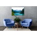 CANVAS PRINT PAINTED MOUNTAIN LAKE - PICTURES OF NATURE AND LANDSCAPE - PICTURES