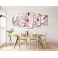 5-PIECE CANVAS PRINT MAGNOLIA ON AN ABSTRACT BACKGROUND - PICTURES FLOWERS - PICTURES